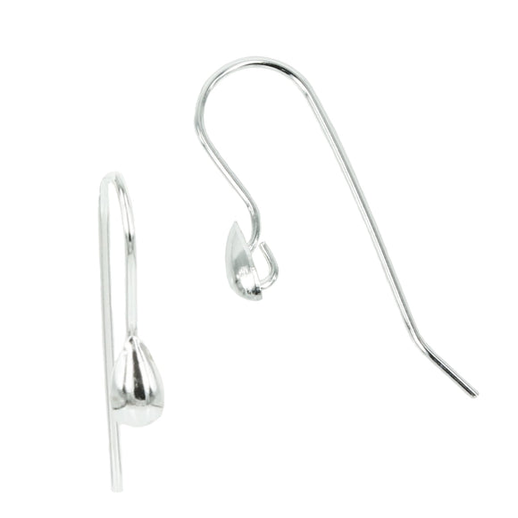 Earwires with Teardrop Base in Sterling Silver 25x10mm - 21 Gauge