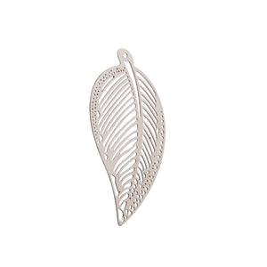 Leaf Charm in Sterling Silver 47.7x24.9x0.2mm