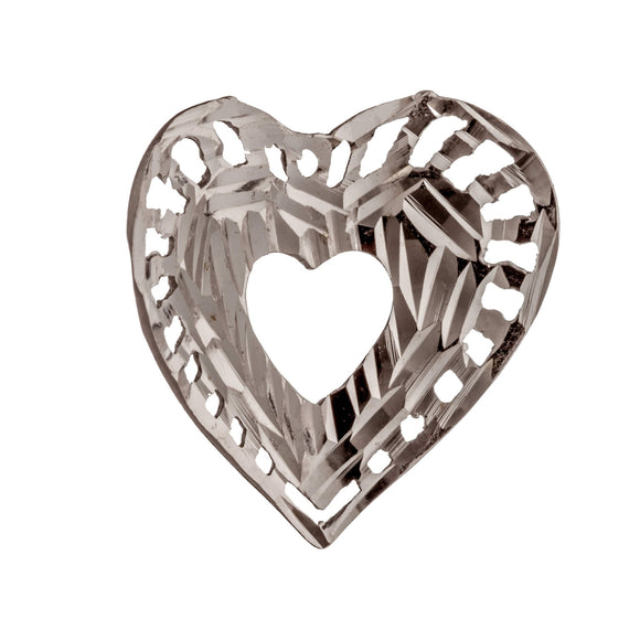 Heart Charm in Sterling Silver 16.8x17.6x0.50mm