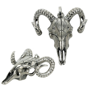 Ram Skull Charm in Sterling Silver 33x11mm