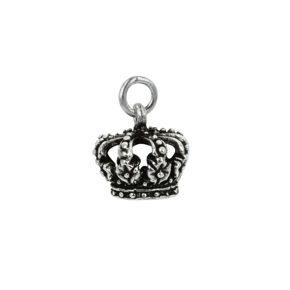 Floral Crown Charm in Antiqued Sterling Silver 13.5x10.5mm