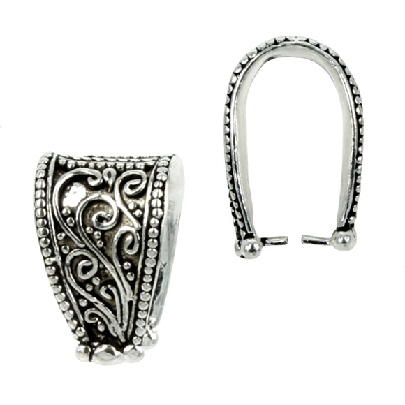 Bali-Style Saddle Pinch Bail in Sterling Silver 13.5x9mm