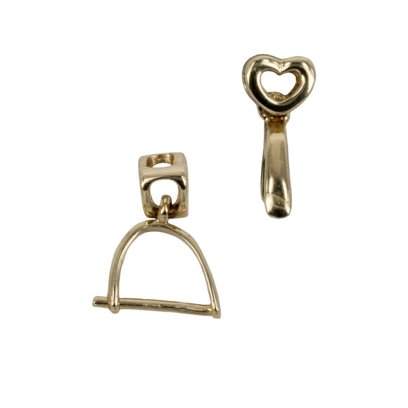 14Kt Gold Heart Pinch Bail with Open Frame Bail 12.1x5mm