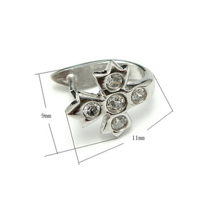 Cross Pinch Bail with Cubic Zirconia Inlays in Rhodium Plated Sterling Silver 10.3x9x8.4mm