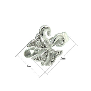 Floral Pinch Bail with Cubic Zirconia Inlays in Rhodium Plated Sterling Silver 13.5x8.2x7mm