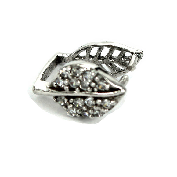 Leaf Pinch Bail in Rhodium Plated Sterling Silver 13.2x8.2x9.7mm