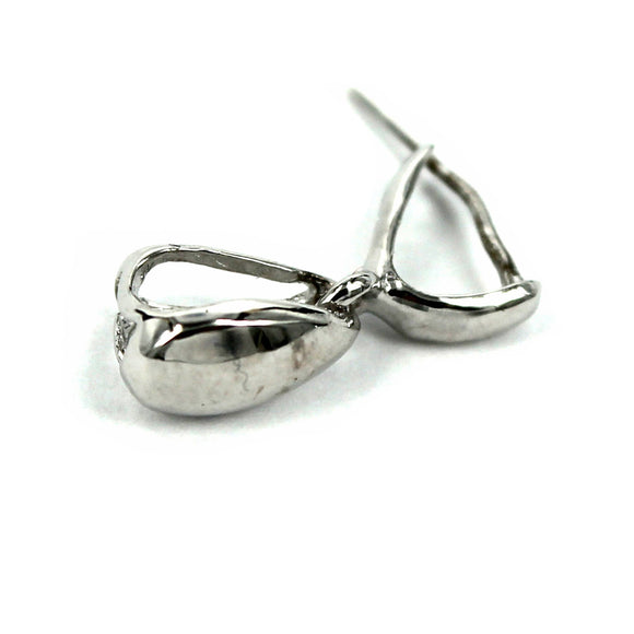 Teardrop Pinch Bail with Loop in Sterling Silver 14.2x4.4x4.2mm