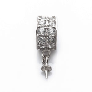 Cup & Peg Tube Bail with CZ in Sterling Silver 5.9x8.8mm