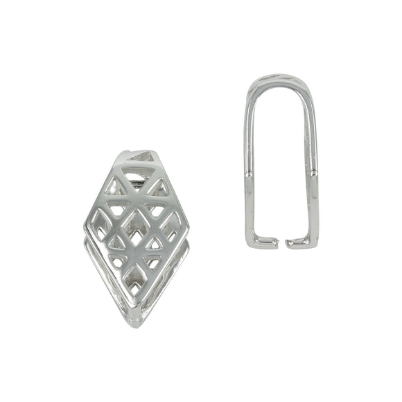 Crosshatch Diamond Pinch Bail in Sterling Silver 11x18mm