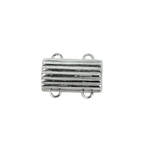 Corrugated Rectangle Magnetic Clasp in Sterling Silver 14x7mm