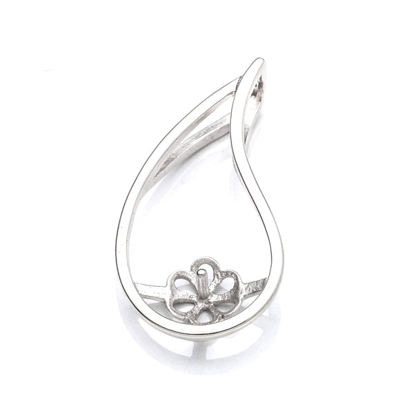 Pear Shape Pendant with Cup and Peg Mounting in Sterling Silver 5mm