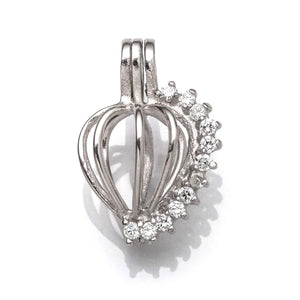 Cage Pendant with Cubic Zirconia Inlays and Cage Mounting in Sterling Silver 9x9x11mm