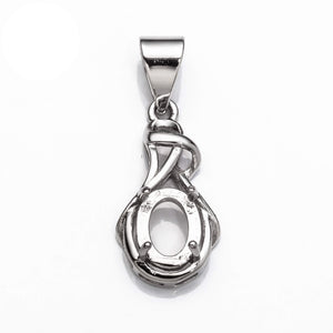 Pendant with Oval Mounting and Bail in Sterling Silver 6x7mm