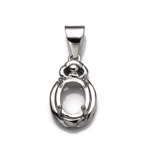 Pendant with Oval Mounting and Bail in Sterling Silver 8x10mm