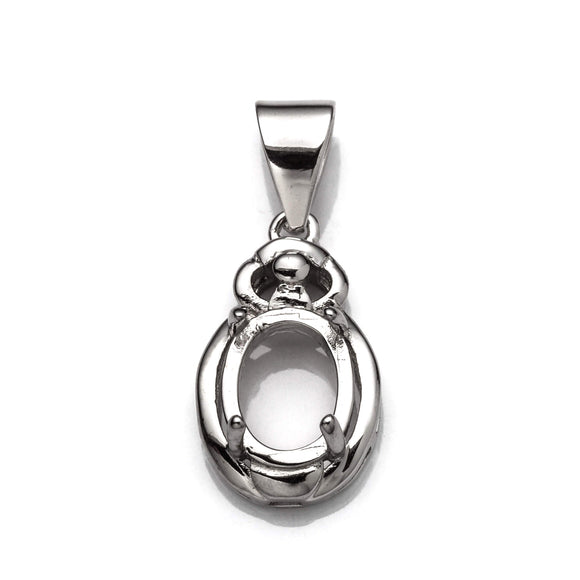 Pendant with Oval Mounting and Bail in Sterling Silver 8x10mm