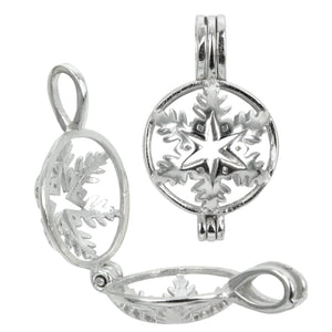 Snowflake Cage Pendant with Incorporated Bail in Sterling Silver 8mm