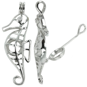 Seahorse Cage Pendant with Incorporated Bail in Sterling Silver 8mm