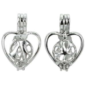 Kissing Couple Cage Pendant with Incorporated Bail in Sterling Silver 8mm