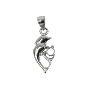 Leaping Dolphin Pendant with Loop and Bail in Sterling Silver 2mm