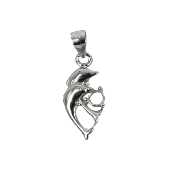 Leaping Dolphin Pendant with Loop and Bail in Sterling Silver 2mm