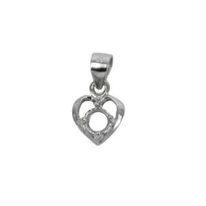 Heart Pendant with Loop and Bail in Sterling Silver 3mm