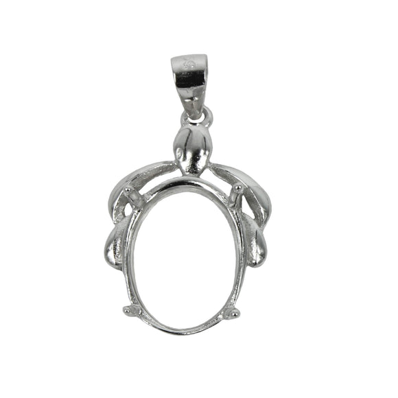 Decorated Oval Pendant in Sterling Silver 10x12mm