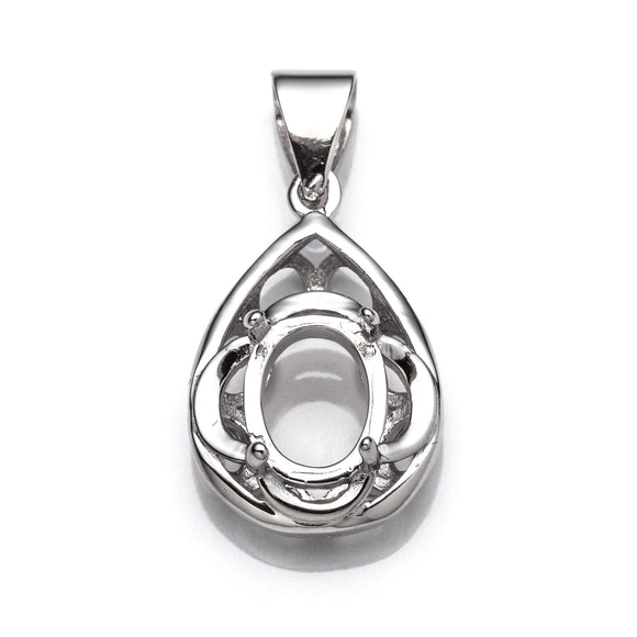 Pear Pendant with Oval Mounting and Bail in Sterling Silver 7x9mm