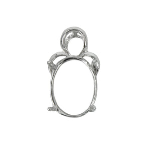 Oval Flourish Topped Pendant in Sterling Silver 8x10mm