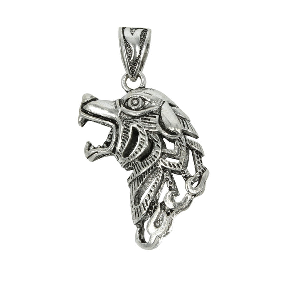 Direwolf Glue-on Cap Pendant in Sterling Silver 7x9mm