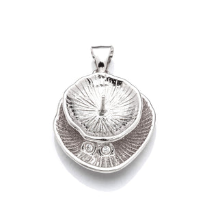 Sea Shells Pendant with Cubic Zirconia Inlays and Cup and Peg Mounting and Bail in Sterling Silver 7mm