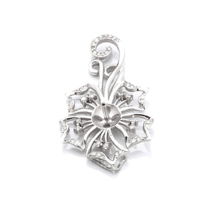 Floral Pendant with Cubic Zirconia Inlays and Cup and Peg Mounting and Bail in Sterling Silver 6mm