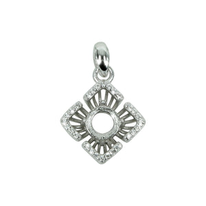 CZ set Chevrons Pendant in Sterling Silver for 5mm Stones