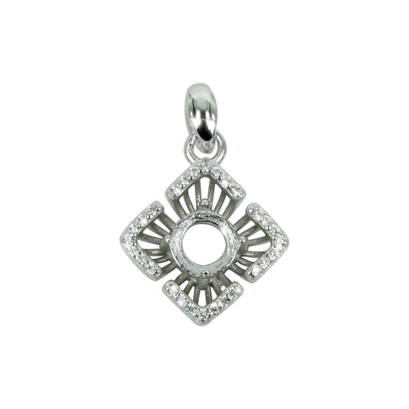 CZ set Chevrons Pendant in Sterling Silver for 5mm Stones