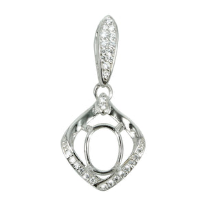 Ribbon Embrace Pendant in Sterling Silver with CZ's for 6x8mm Stones