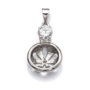 Pendant with Cubic Zirconia Inlays and Cup and Peg Mounting and Bail in Sterling Silver 9mm