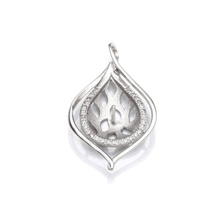 Pear Pendant with Cubic Zirconia and Cup and Peg Mounting in Sterling Silver 9mm