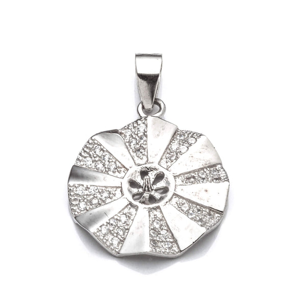 Pendant with Cubic Zirconia Inlays and Cup and Peg Mounting and Bail in Sterling Silver 5mm