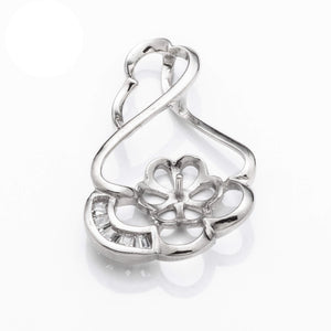 Pendant with Cubic Zirconia Inlays and Cup and Peg Mounting in Sterling Silver 8mm