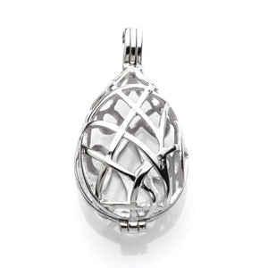 Swirl Pendant with Oval Cage Mounting in Sterling Silver