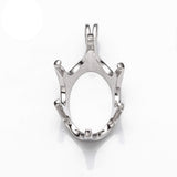 Oval Pendant with Oval Crown Mounting in Sterling Silver