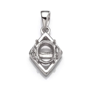 Diamond Pendant with Oval Mounting and Bail in Sterling Silver 5x7mm