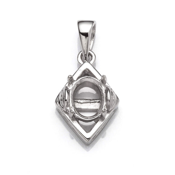 Diamond Pendant with Oval Mounting and Bail in Sterling Silver 5x7mm