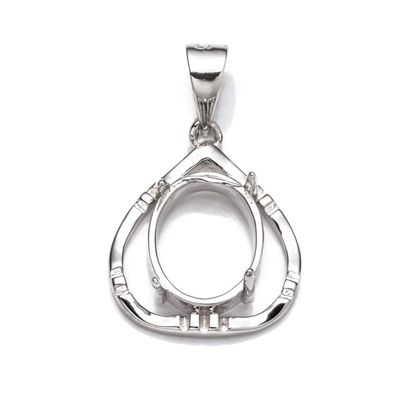 Pear Pendant with Oval Mounting and Bail in Sterling Silver 7x9mm