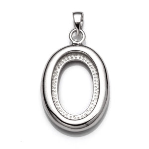 Oval Pendant with Oval Bezel Mounting and Bail in Sterling Silver 12x19mm