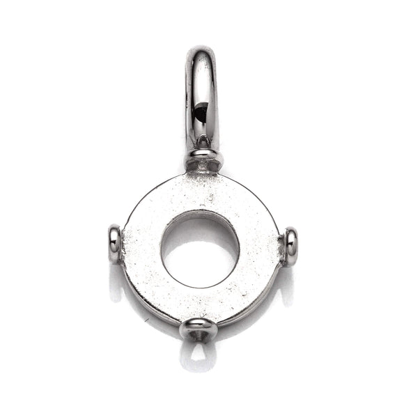 Round Pendant with Flat Back Round Bezel Mounting in Sterling Silver 12mm