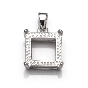 Rectangular Pendant with Square Bezel Mounting and Bail in Sterling Silver 11x11mm