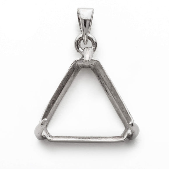 Triangular Pendant with Triangular Mounting and Bail in Sterling Silver 14x14mm