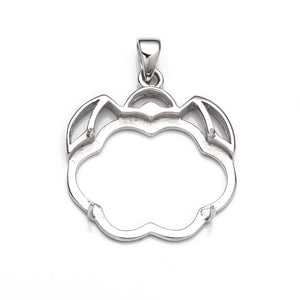 Unique Shape Pendant with Unique Shape Mounting and Bail in Sterling Silver 18x26mm