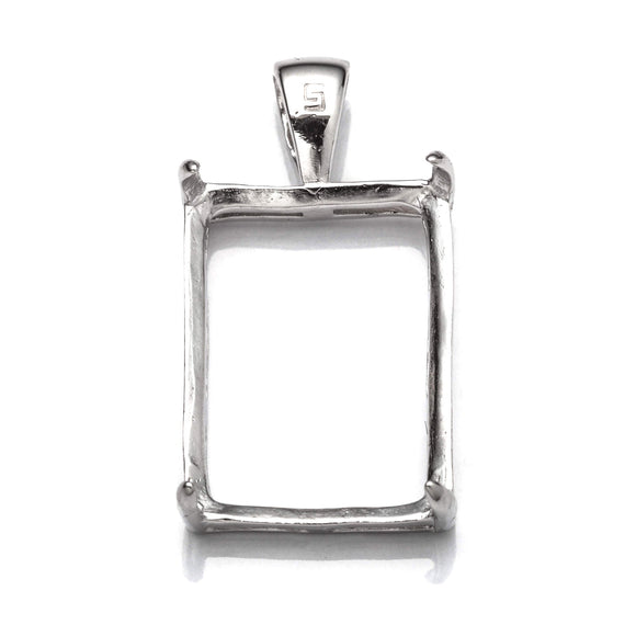 Rectangular Pendant with Rectangular Bezel Mounting and Bail in Sterling Silver 15x20mm