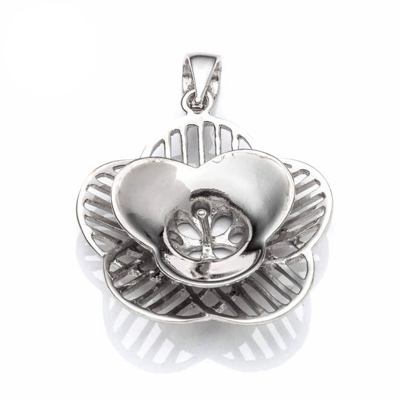 Flower Pendant with Cup and Peg Mounting and Bail in Sterling Silver 7mm